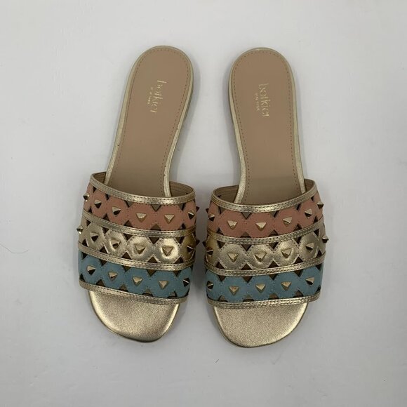 Botkier New York Maeva pastel sandal flat slides gold metallic blue pink new 5.5 - Picture 6 of 8
